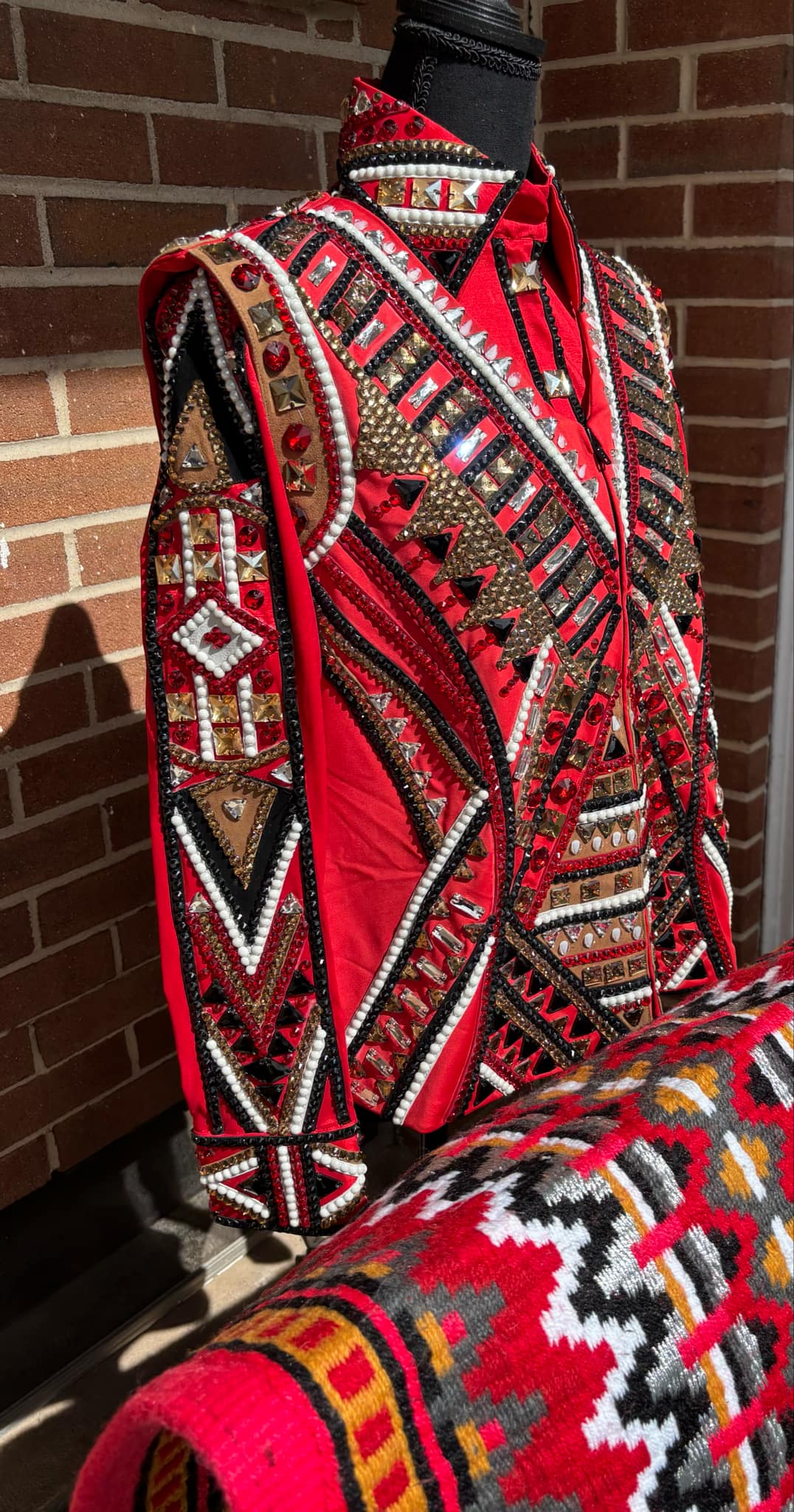 Beautiful Matching Red Colour Taffeta Shirt Vest And Pad