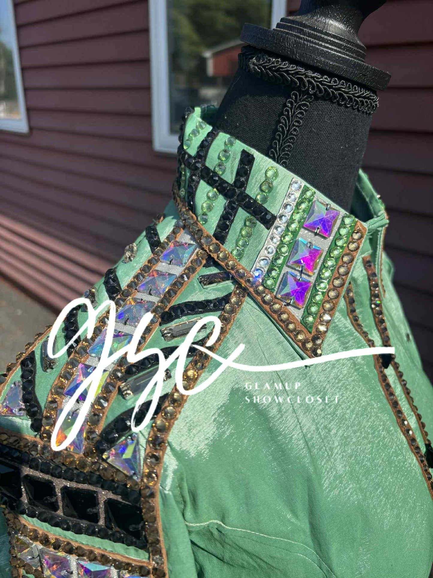 Mint Green Full Sleeve Taffeta Day Shirt READY TO SHIP Size Medium 38" Bust