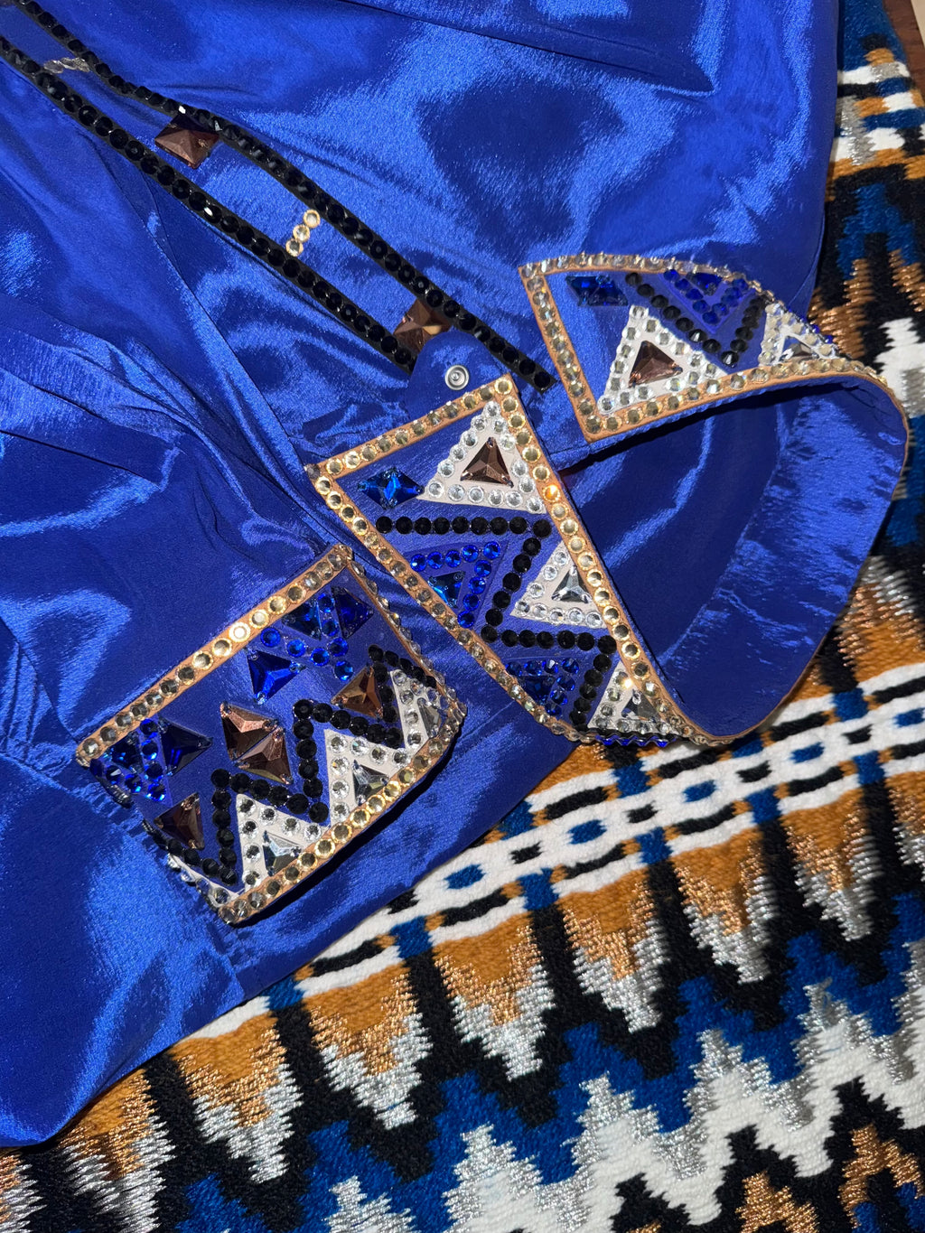 Royal blue matching set with pad vest and shirt