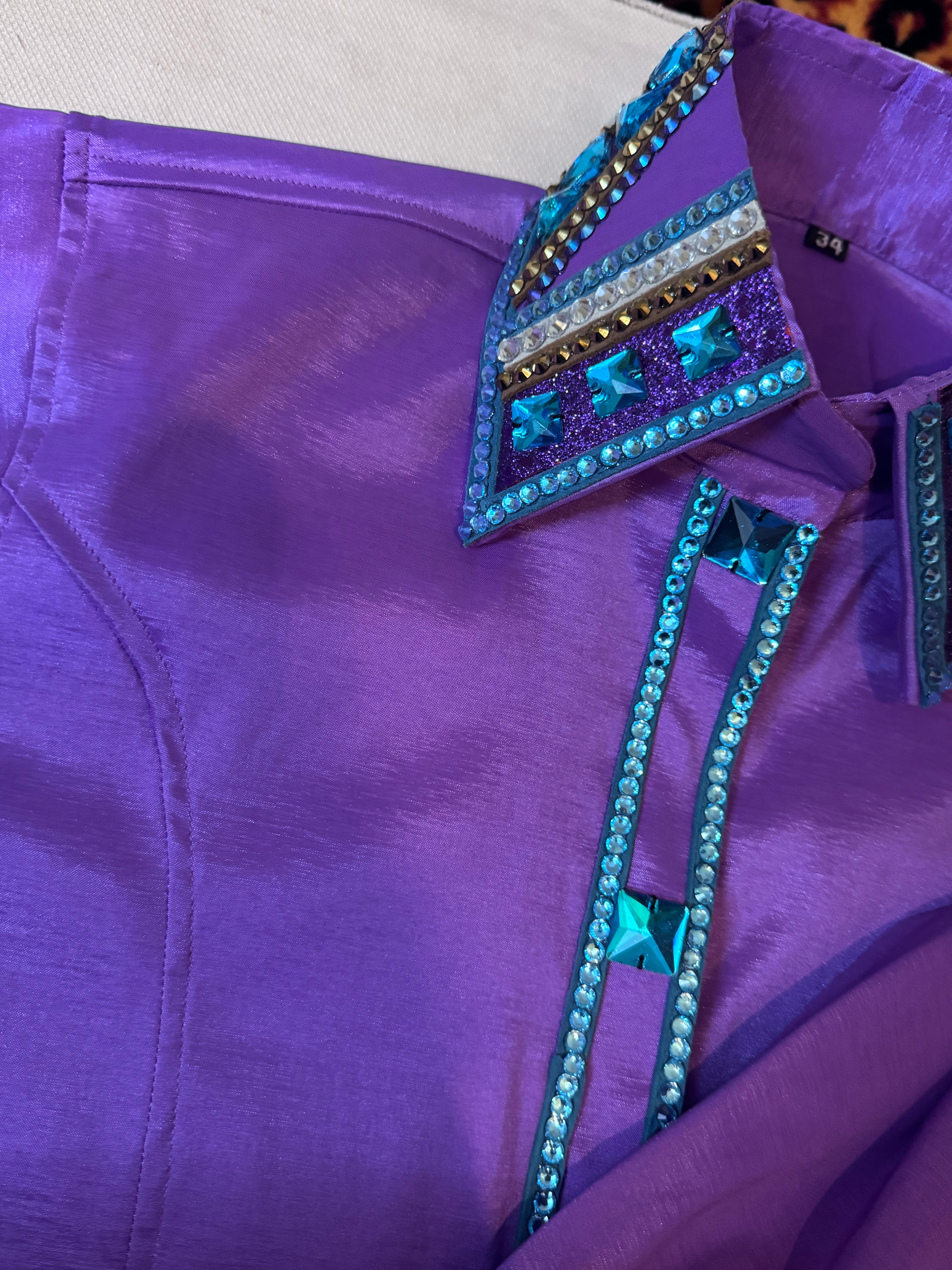 Purple Embellished Taffeta Stretch Day Shirt