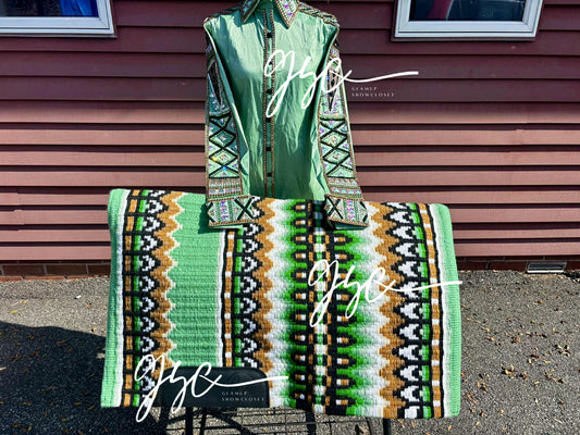 Mint Green Full Sleeve Taffeta Day Shirt READY TO SHIP Size Medium 38" Bust