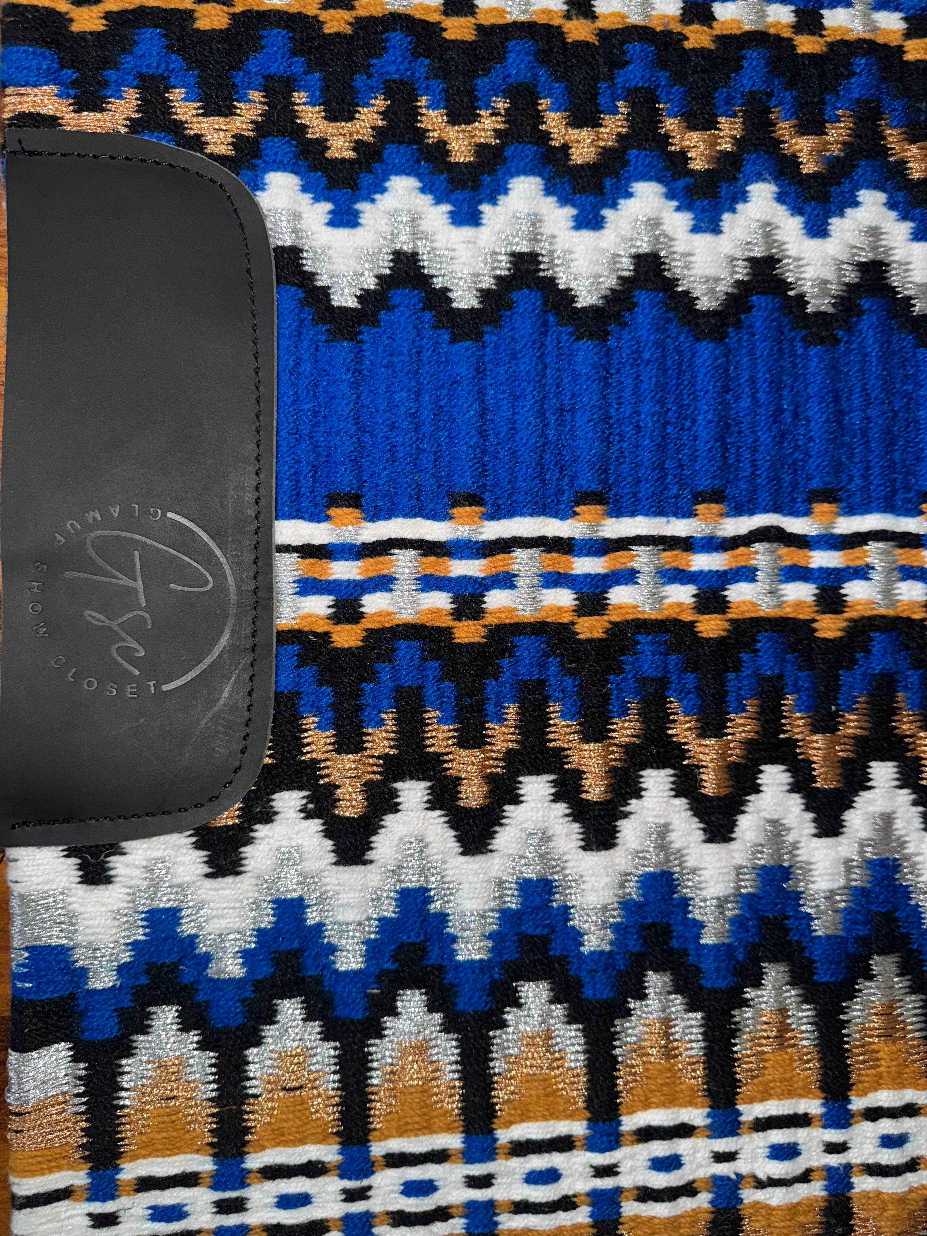 Western Showpad Royal blue white black gold silver