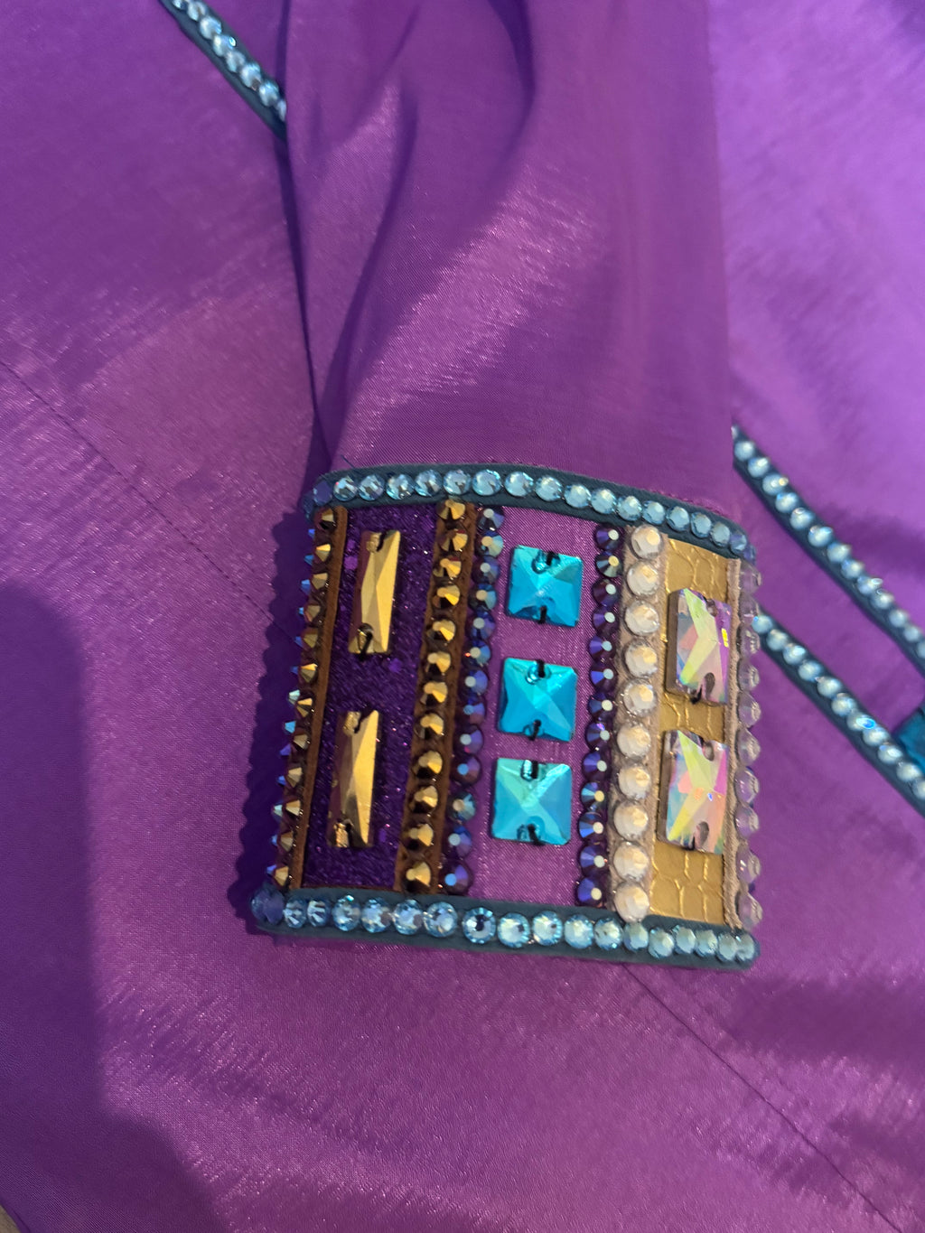 Purple Embellished Taffeta Stretch Day Shirt