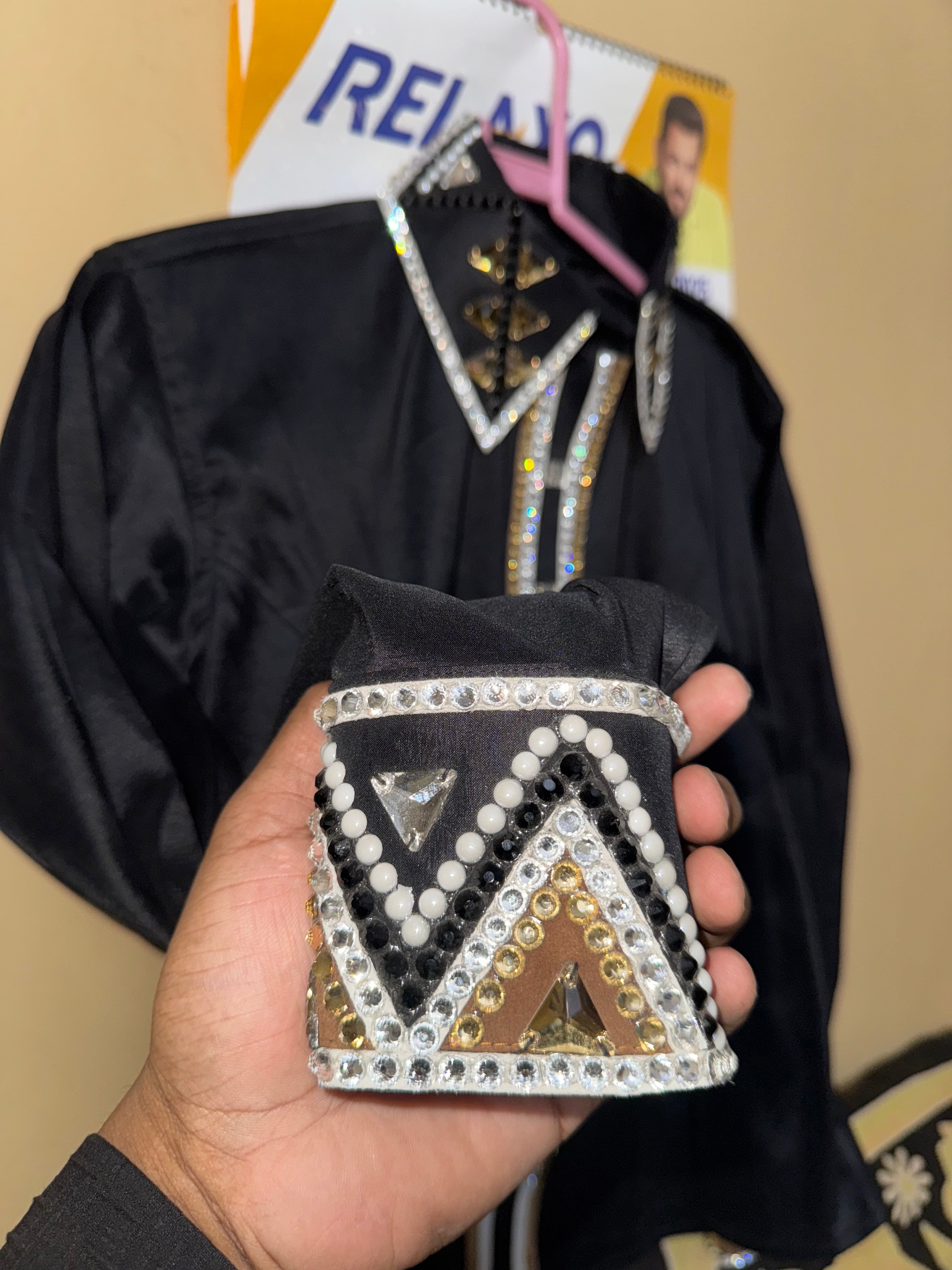 Black taffeta show shirt