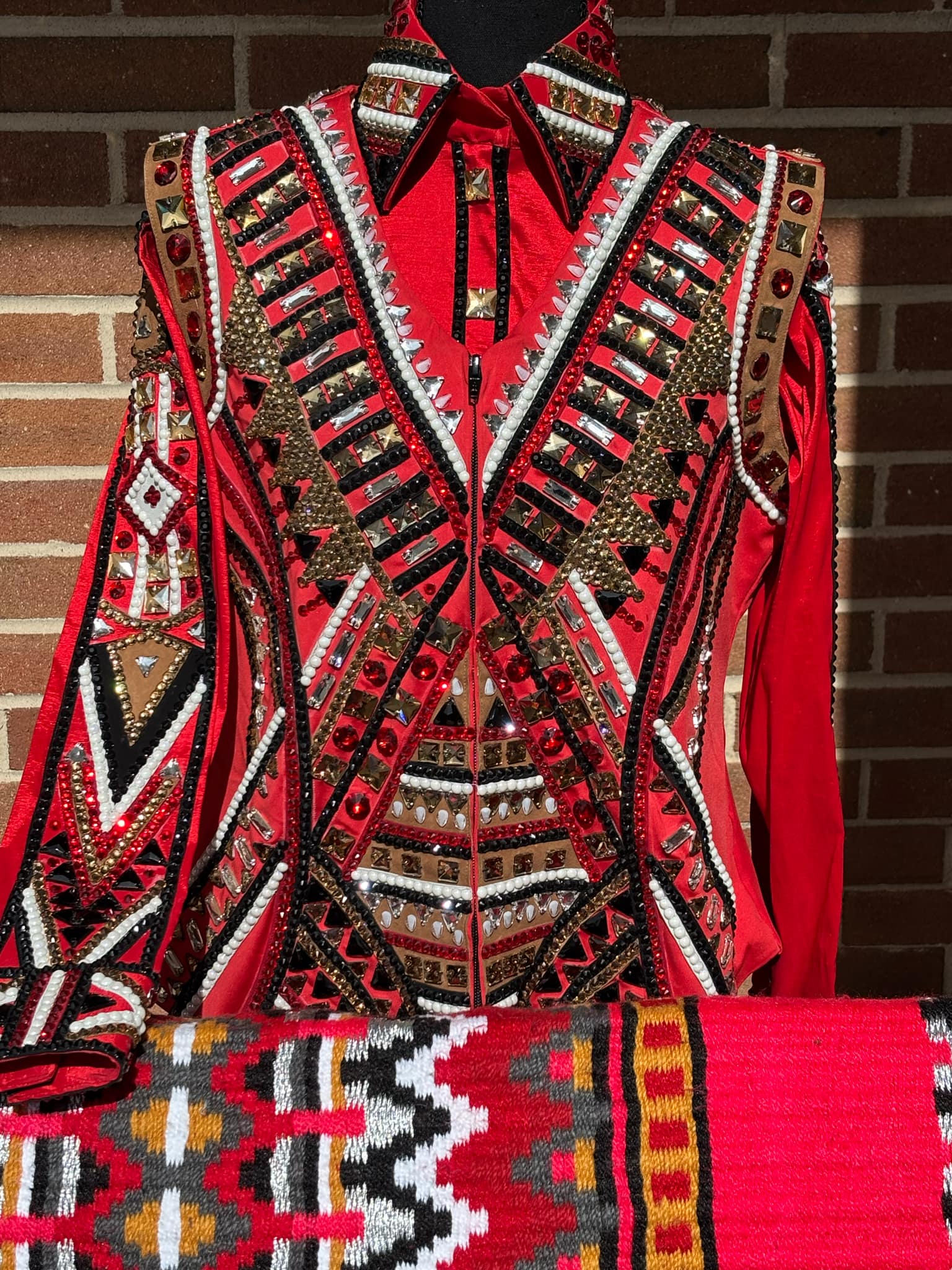 Beautiful Matching Red Colour Taffeta Shirt Vest And Pad