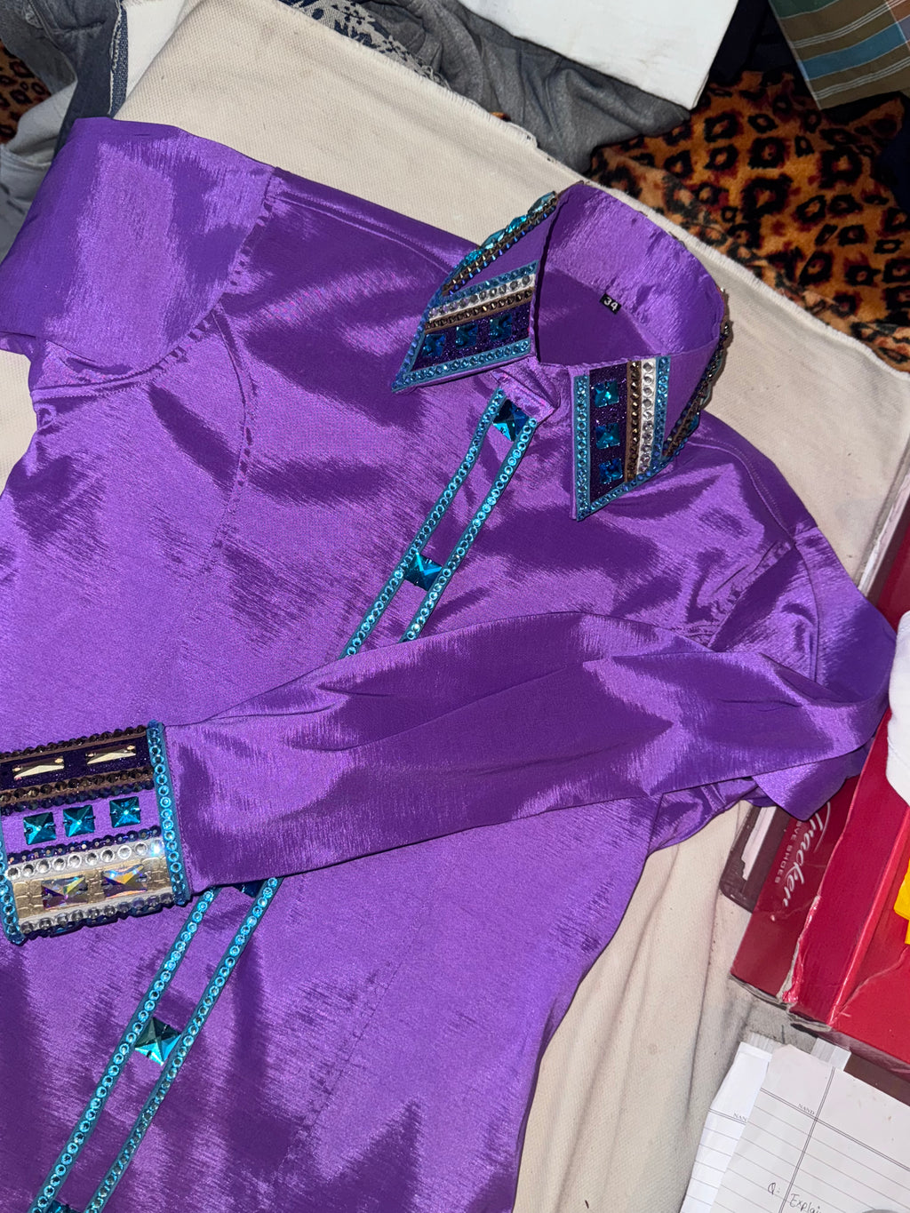 Purple Embellished Taffeta Stretch Day Shirt